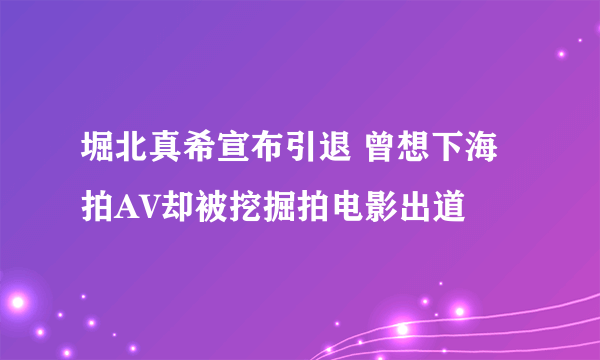 堀北真希宣布引退 曾想下海拍AV却被挖掘拍电影出道