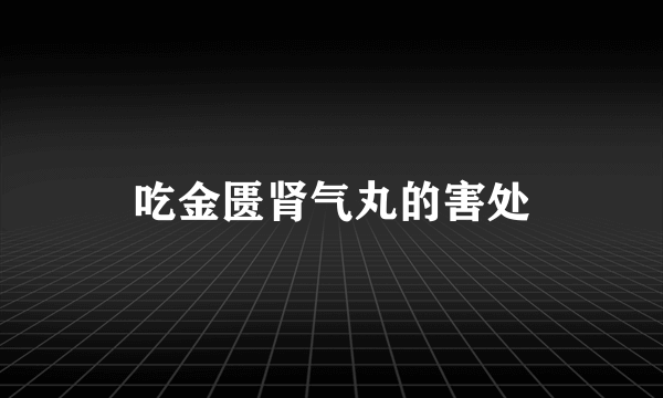 吃金匮肾气丸的害处