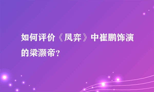 如何评价《凤弈》中崔鹏饰演的梁灏帝？