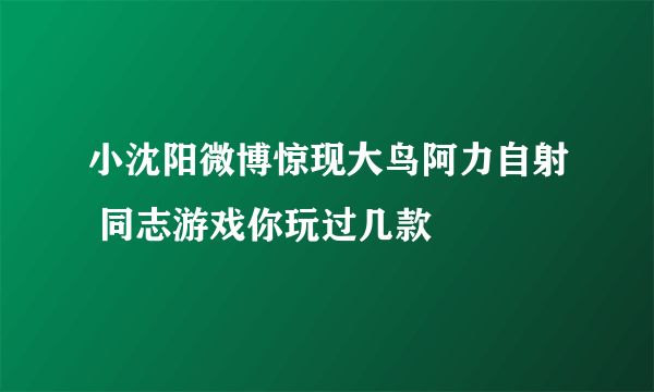 小沈阳微博惊现大鸟阿力自射 同志游戏你玩过几款