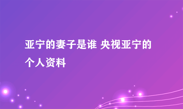 亚宁的妻子是谁 央视亚宁的个人资料