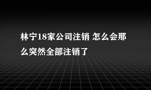 林宁18家公司注销 怎么会那么突然全部注销了