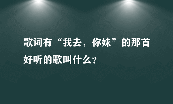 歌词有“我去，你妹”的那首好听的歌叫什么？