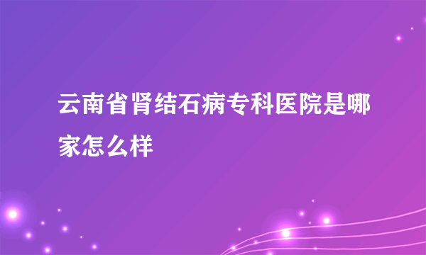 云南省肾结石病专科医院是哪家怎么样