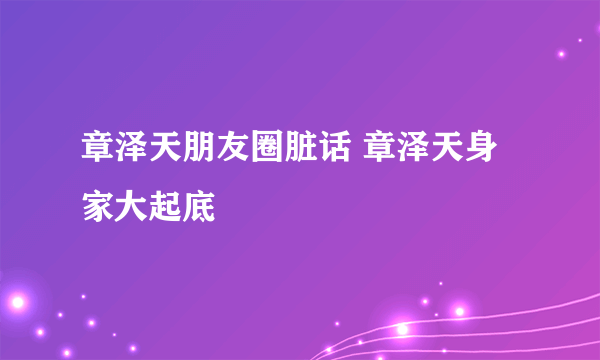 章泽天朋友圈脏话 章泽天身家大起底