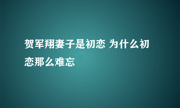 贺军翔妻子是初恋 为什么初恋那么难忘