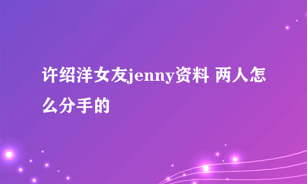 许绍洋女友jenny资料 两人怎么分手的