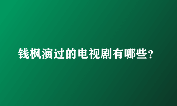 钱枫演过的电视剧有哪些？