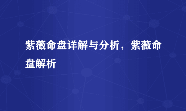 紫薇命盘详解与分析，紫薇命盘解析