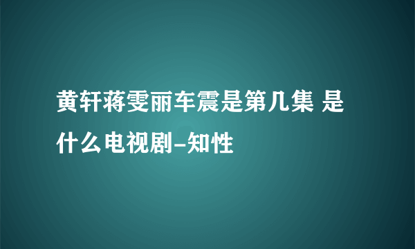 黄轩蒋雯丽车震是第几集 是什么电视剧-知性