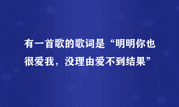 有一首歌的歌词是“明明你也很爱我，没理由爱不到结果”