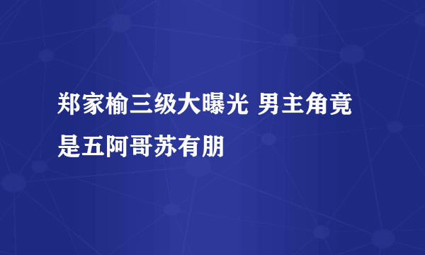 郑家榆三级大曝光 男主角竟是五阿哥苏有朋