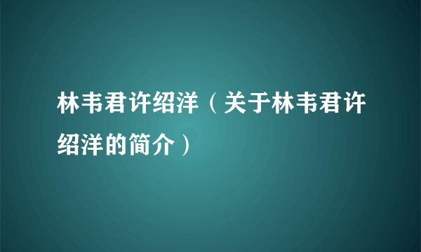 林韦君许绍洋（关于林韦君许绍洋的简介）