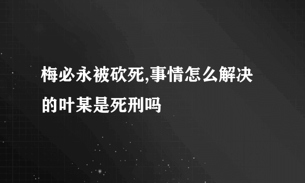 梅必永被砍死,事情怎么解决的叶某是死刑吗