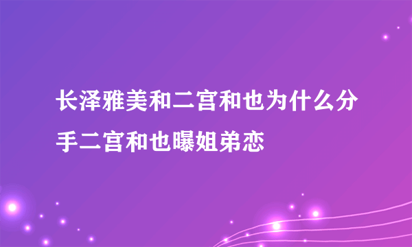 长泽雅美和二宫和也为什么分手二宫和也曝姐弟恋