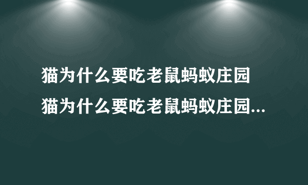 猫为什么要吃老鼠蚂蚁庄园 猫为什么要吃老鼠蚂蚁庄园答案是什么