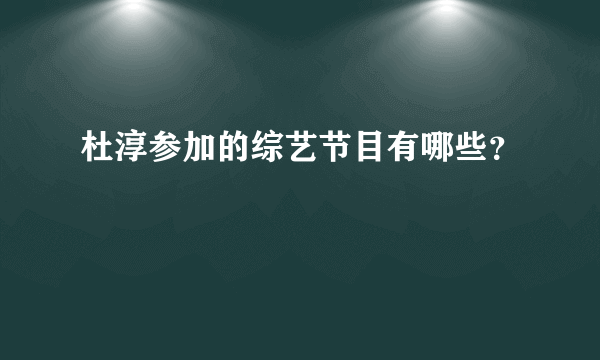 杜淳参加的综艺节目有哪些？