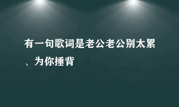 有一句歌词是老公老公别太累、为你捶背