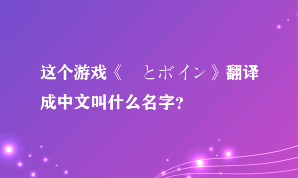 这个游戏《姫とボイン》翻译成中文叫什么名字？