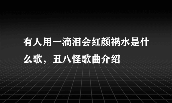 有人用一滴泪会红颜祸水是什么歌，丑八怪歌曲介绍