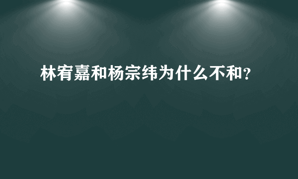 林宥嘉和杨宗纬为什么不和？