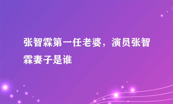 张智霖第一任老婆，演员张智霖妻子是谁