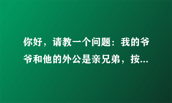 你好，请教一个问题：我的爷爷和他的外公是亲兄弟，按照现行婚姻法的规定，我们可以结婚吗？如果可以，那么从遗传学的角度来考虑，我们是否也合适结婚呢？非常期望您的答复，谢谢！