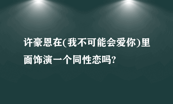 许豪恩在(我不可能会爱你)里面饰演一个同性恋吗?