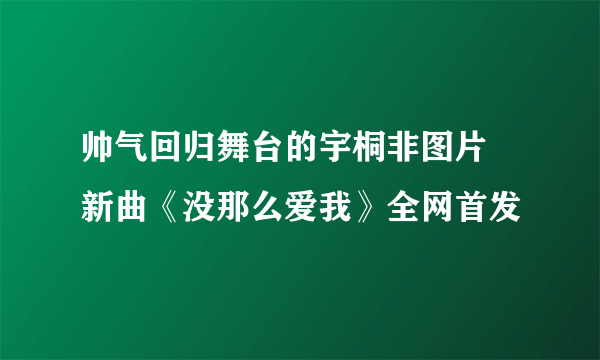 帅气回归舞台的宇桐非图片  新曲《没那么爱我》全网首发