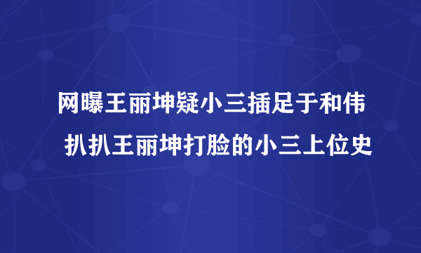 网曝王丽坤疑小三插足于和伟 扒扒王丽坤打脸的小三上位史