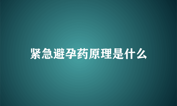 紧急避孕药原理是什么