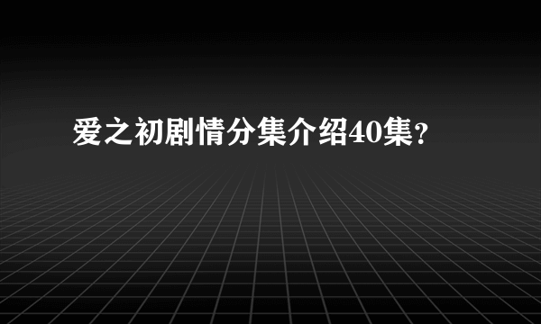 爱之初剧情分集介绍40集？