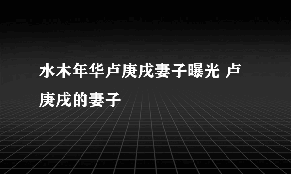 水木年华卢庚戌妻子曝光 卢庚戌的妻子