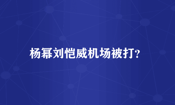 杨幂刘恺威机场被打？