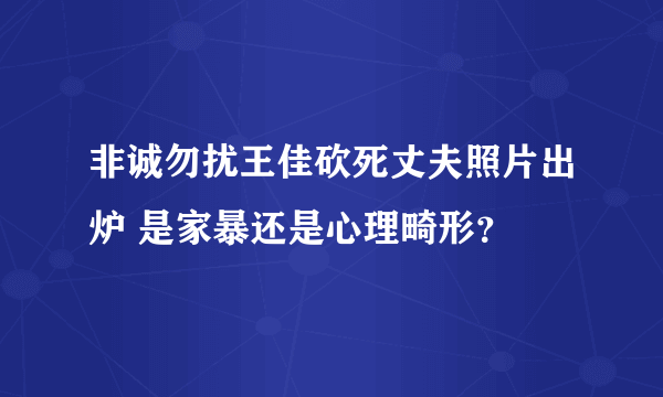 非诚勿扰王佳砍死丈夫照片出炉 是家暴还是心理畸形？