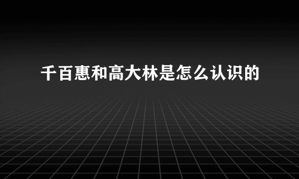 千百惠和高大林是怎么认识的