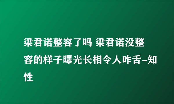 梁君诺整容了吗 梁君诺没整容的样子曝光长相令人咋舌-知性