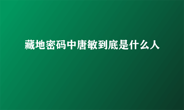 藏地密码中唐敏到底是什么人