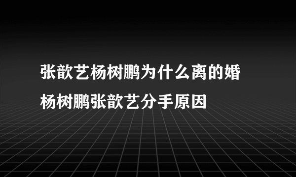 张歆艺杨树鹏为什么离的婚 杨树鹏张歆艺分手原因