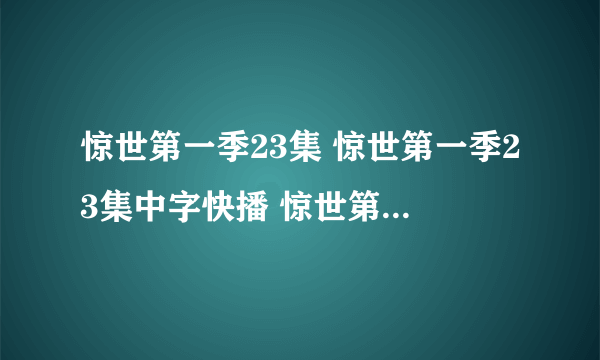 惊世第一季23集 惊世第一季23集中字快播 惊世第一季23集下载