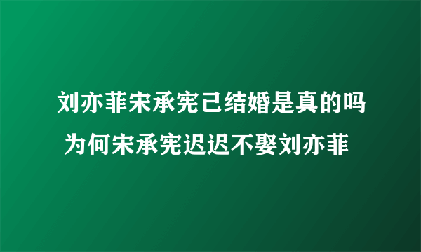 刘亦菲宋承宪己结婚是真的吗 为何宋承宪迟迟不娶刘亦菲