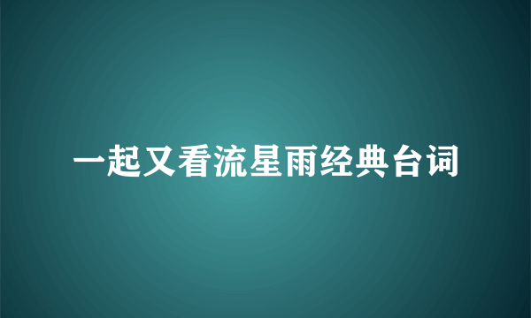 一起又看流星雨经典台词