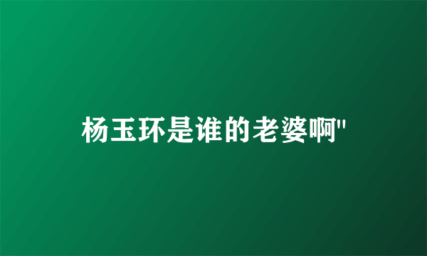 杨玉环是谁的老婆啊