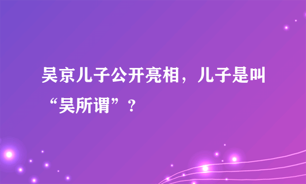 吴京儿子公开亮相，儿子是叫“吴所谓”?