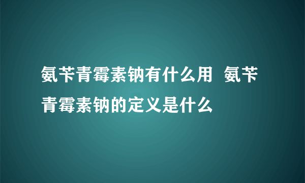 氨苄青霉素钠有什么用  氨苄青霉素钠的定义是什么