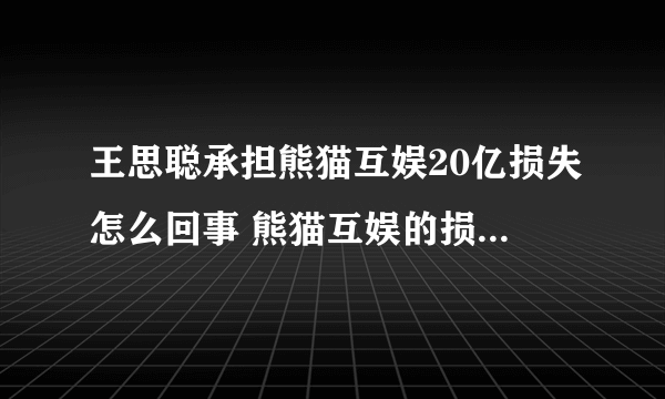 王思聪承担熊猫互娱20亿损失怎么回事 熊猫互娱的损失为何全是王思聪承担