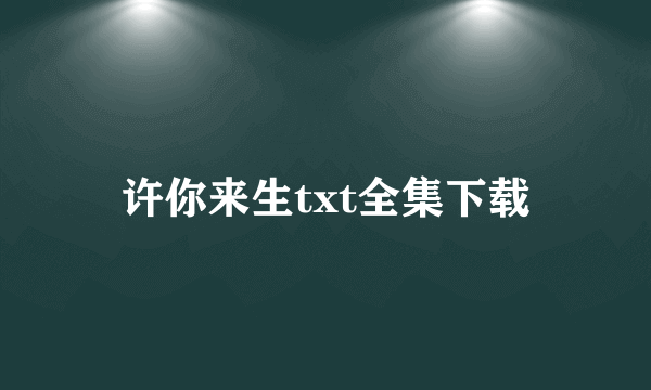 许你来生txt全集下载