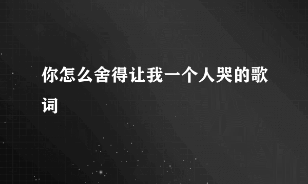 你怎么舍得让我一个人哭的歌词