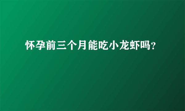 怀孕前三个月能吃小龙虾吗？