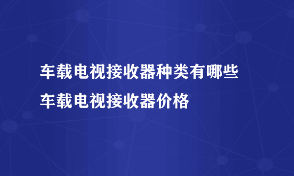 车载电视接收器种类有哪些 车载电视接收器价格